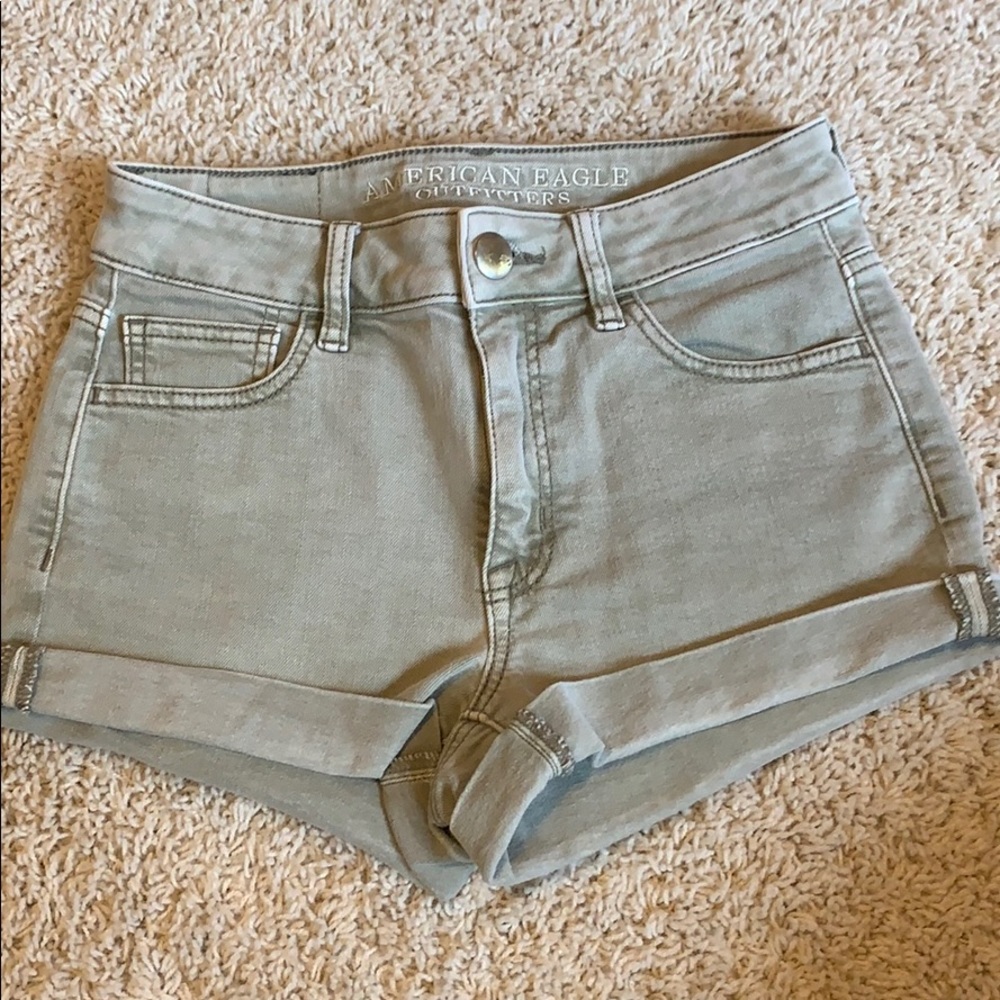 AE Olive Green Hi-Rise super super stretch shorts